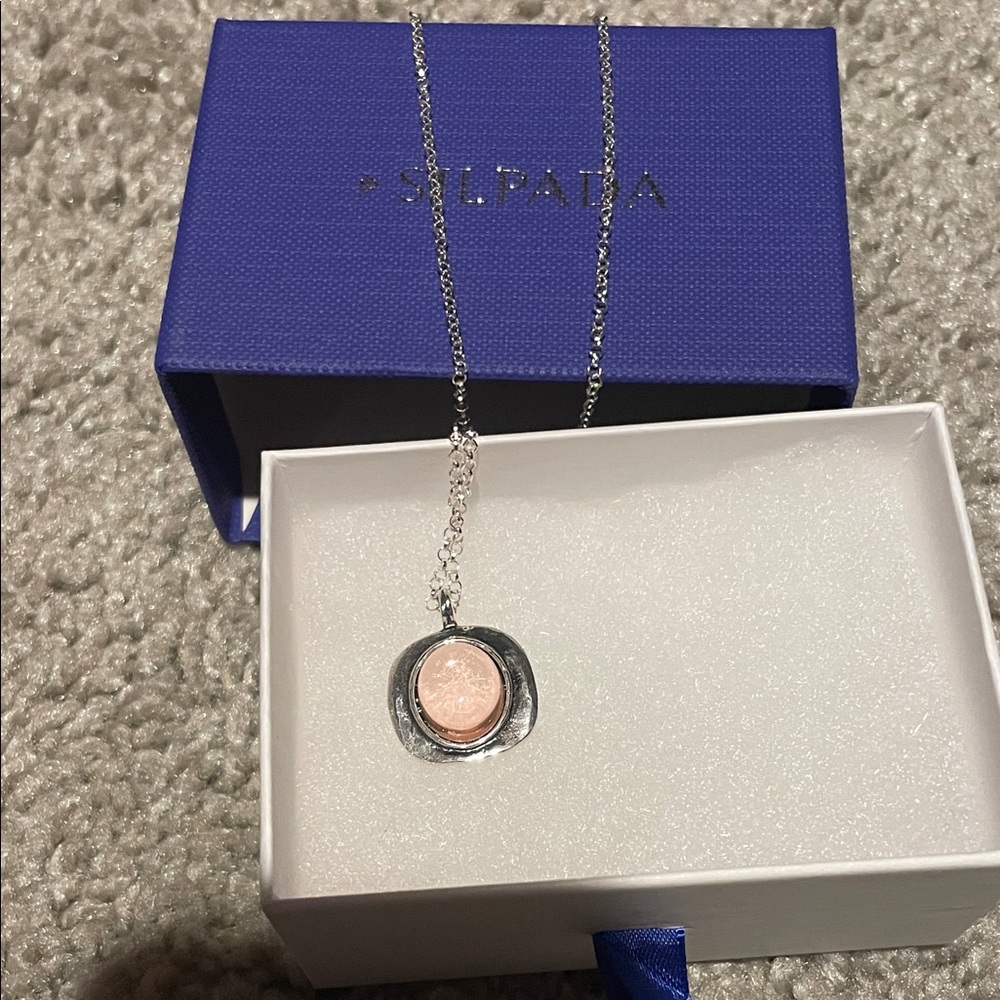 Silpada Silver Necklace with Pink Stone Pendant